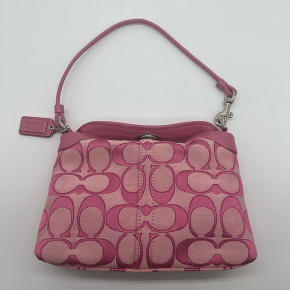 COACH VINTAGE Y2K F42839 Hot Pink Signature Turnlock Large Wristlet Small Purse - Picture 12 of 17